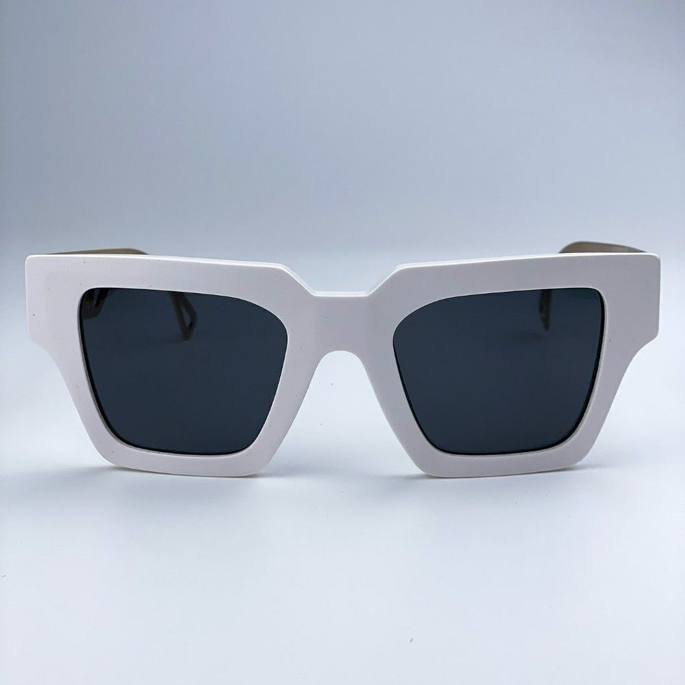 NEW Versace VE4431 401/87 White Gold Logo Dark Grey Square Women Sunglasses - Picture 4 of 12